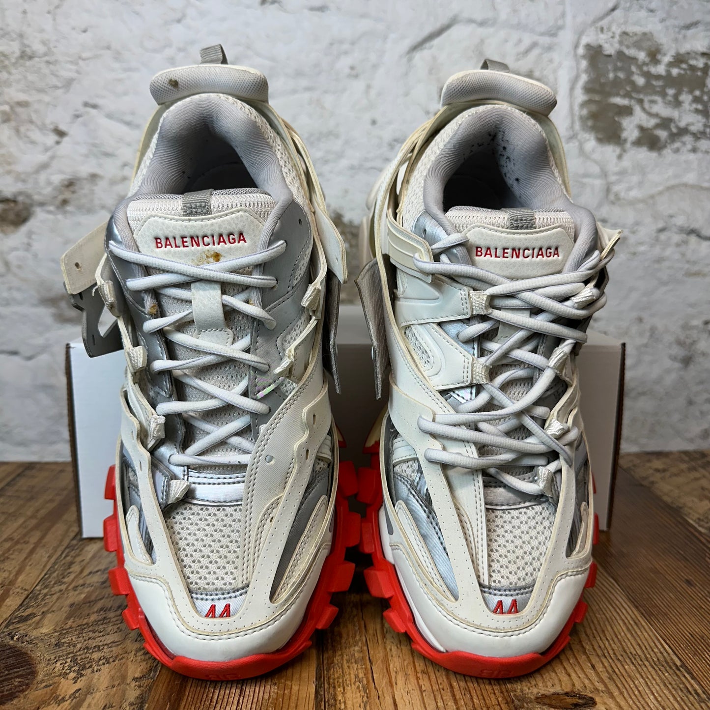 Balenciaga Track Runner Grey Cream Red Sneaker Sz 11 (44)
