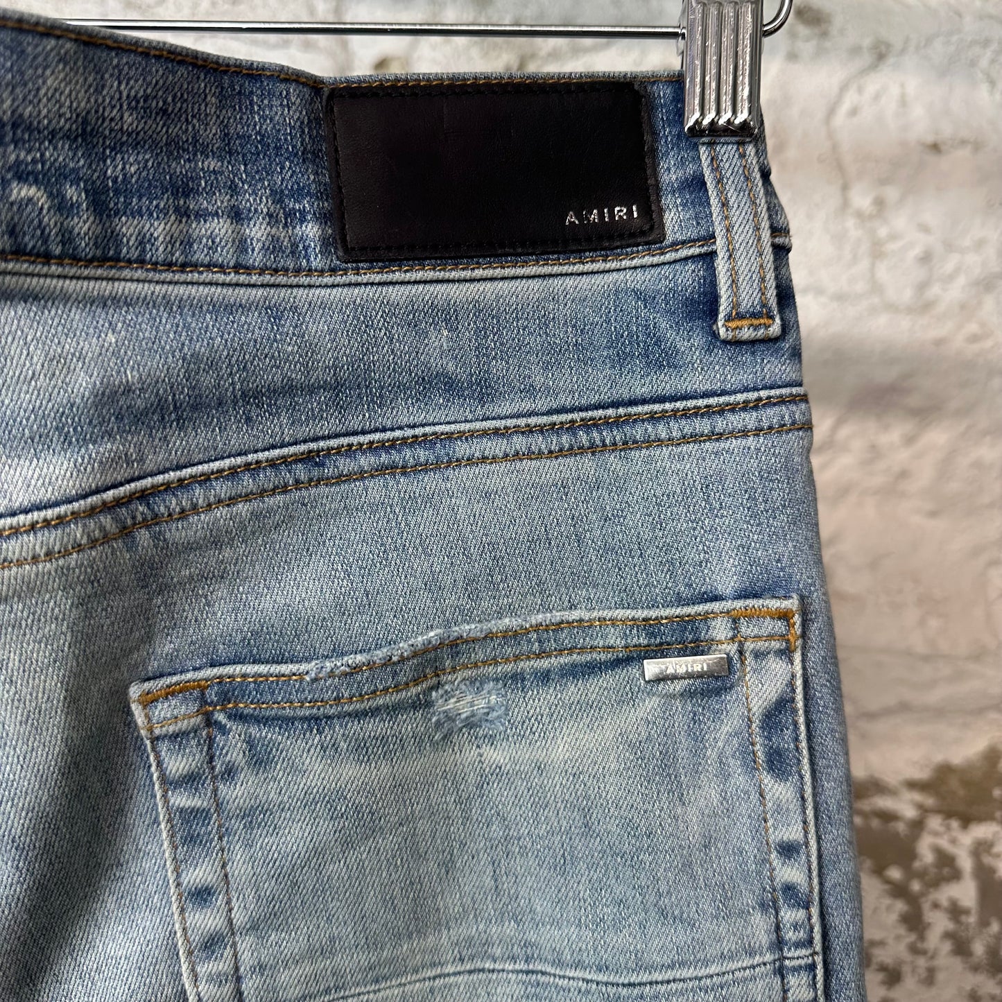 Amiri MX1 Indigo Paisley Blue Denim Jeans Sz 31