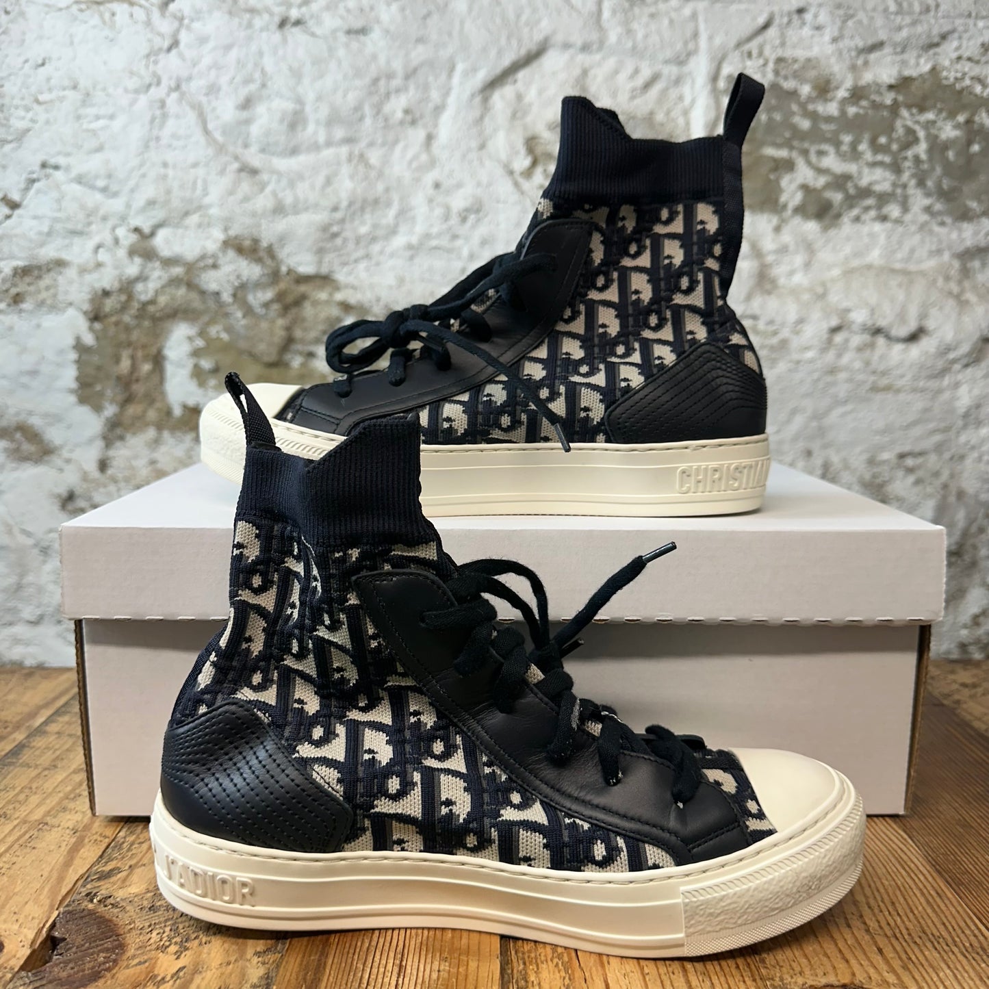 Dior High Walk n Dior Black Oblique White Sneaker Sz 5.5 (37.5)