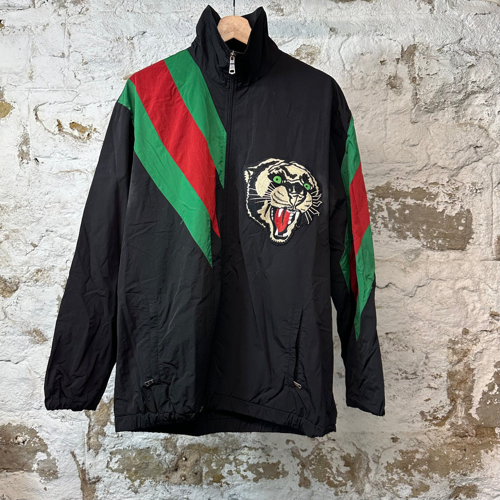 Gucci Striped Tiger Windbreaker Jacket Black Sz M
