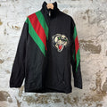 Gucci Striped Tiger Windbreaker Jacket Black Sz M