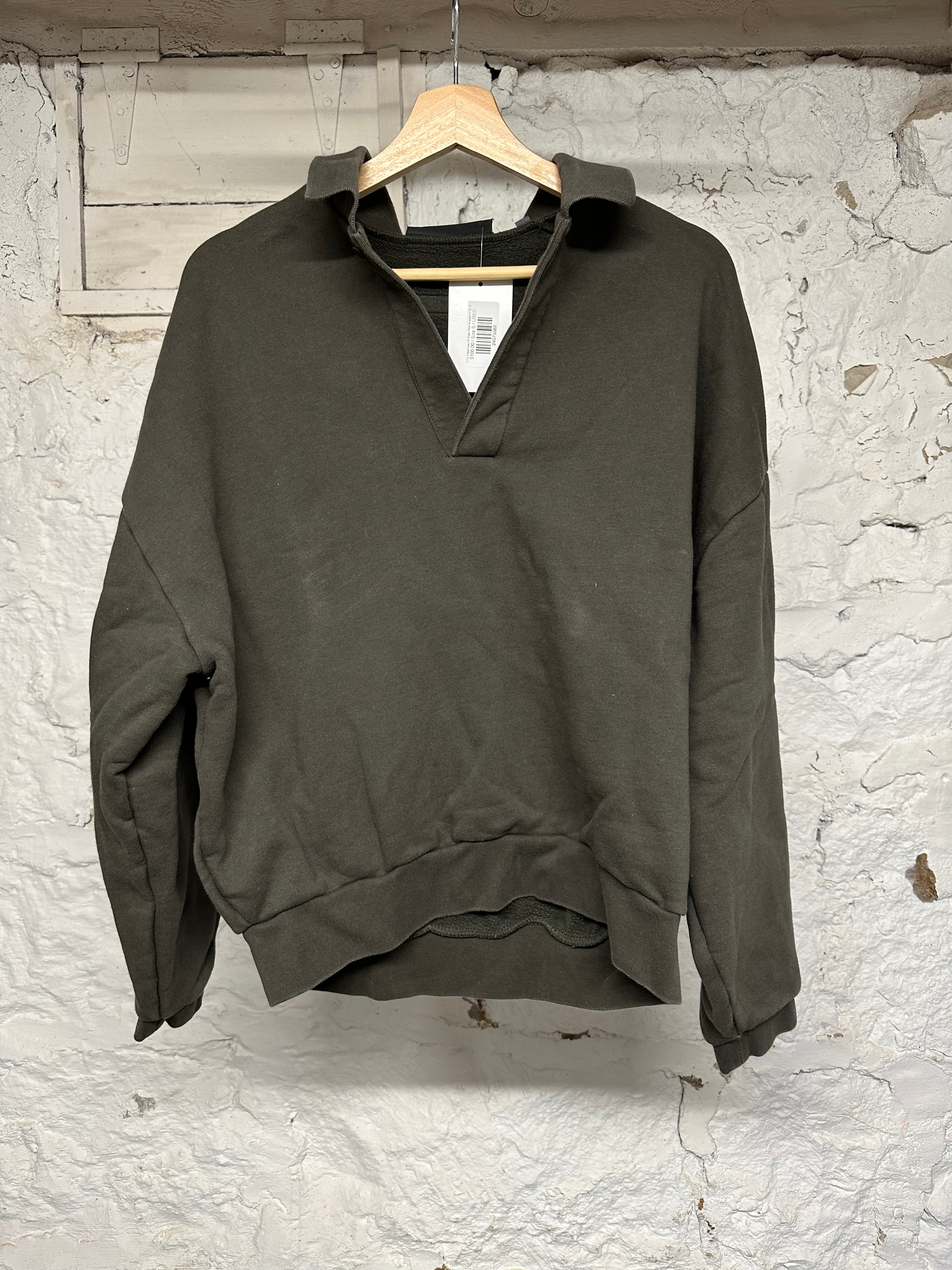 FOG Essentials Off Black Polo Sweatshirt Sz S