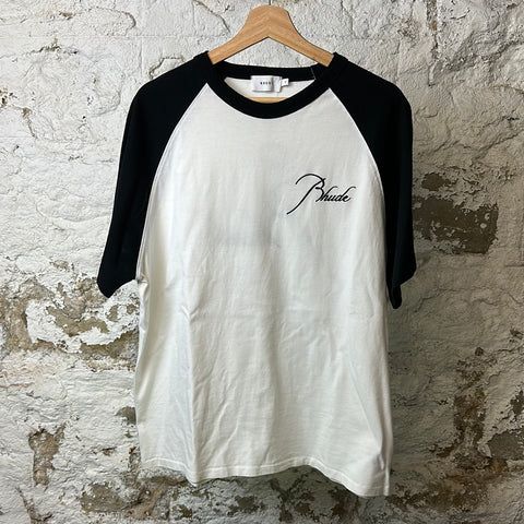 Rhude Black Script Baseball T-shirt White Sz M