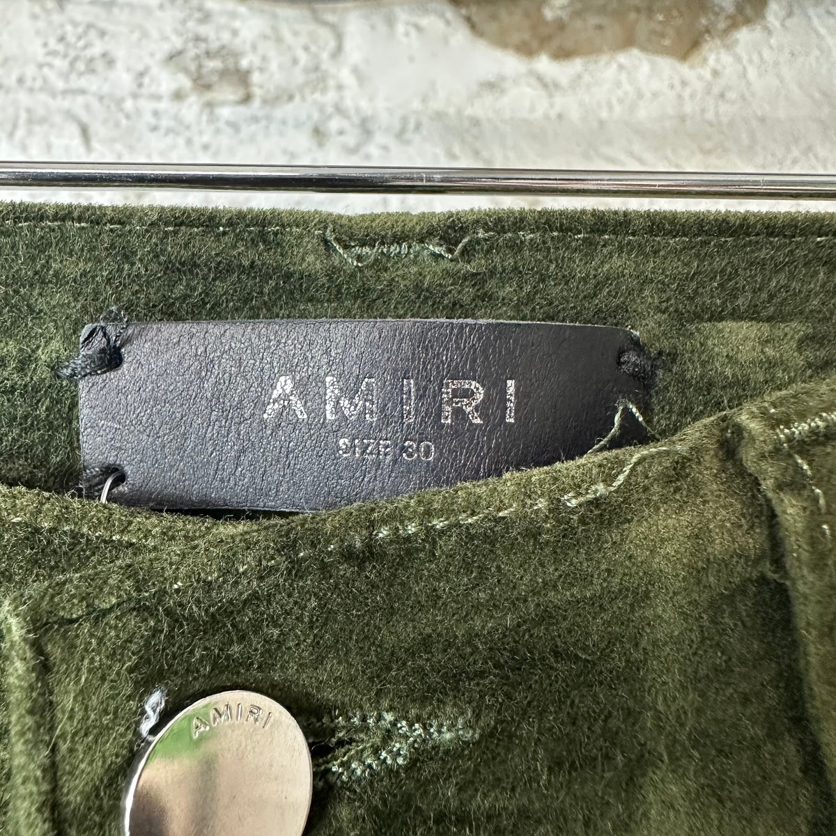 Amiri Plain Green Velour Jeans Sz 30