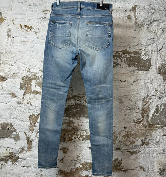 Amiri MX1 Grey Orange Plaid Blue Denim Jeans Sz 32