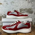 Prada Americas Cup Red Patent Grey White Sneaker Sz 8