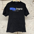 Palm Angles Blue Spray Paint Black T-Shirt Sz M