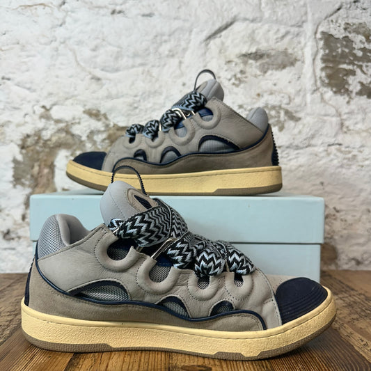 Lanvin Curb Blue Black Lace Gray Sneaker Sz 10 (43)