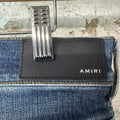Amiri MX1 Orange Suede Dark Blue Denim Jeans Sz 34