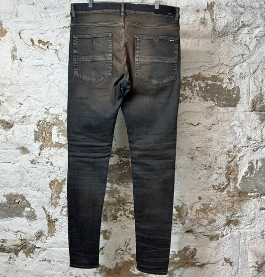 Amiri MX1 Plaid Dirty Blue Denim Jeans Sz 34