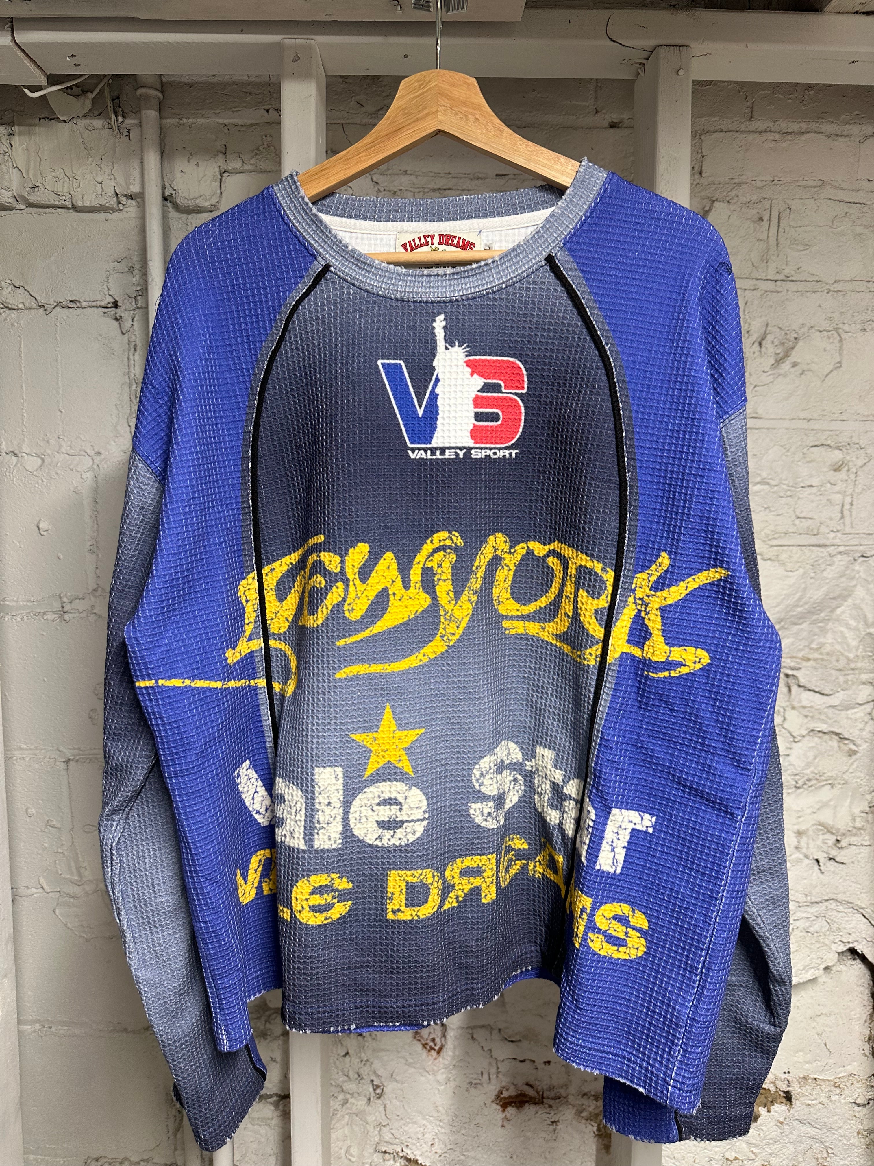 Vale New York Blue Thermal Longsleeve T-Shirt Sz XL