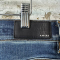 Amiri MX1 Orange Suede Dark Blue Denim Jeans 36