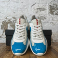 Prada Americas Cup Teal Patent Cream White Sneaker Sz 8.5