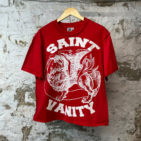 Saint Vanity White Griffin T-shirt Red Sz S