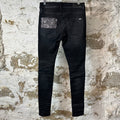 Amiri MX1 Grey Art Patch Black Denim Jeans Sz 29