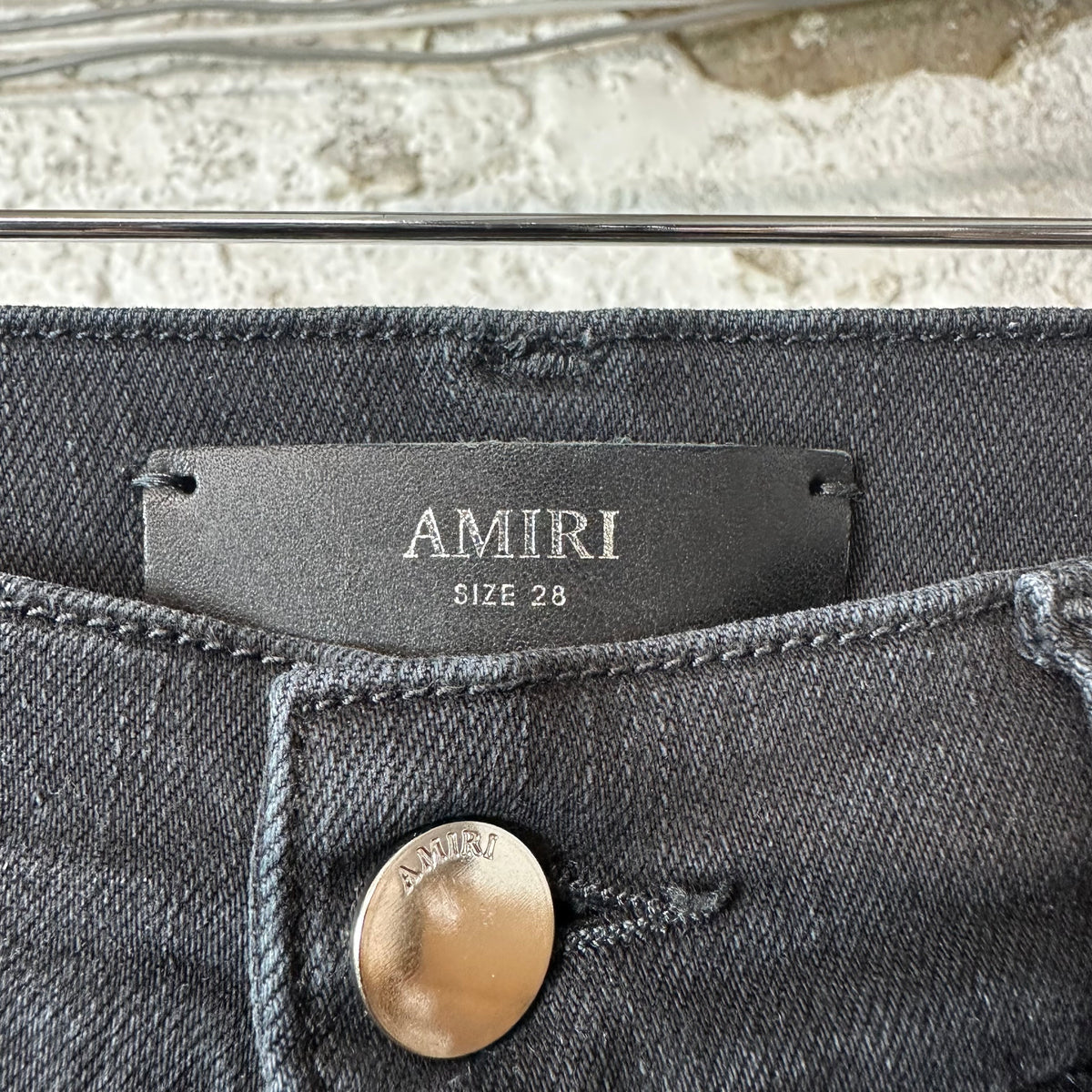 Amiri MX1 Cream Suede Black Denim Jeans Sz 28