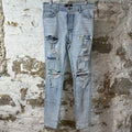 Amiri MX1 Multicolor Tie Dye Light Blue Denim Jeans Sz 34