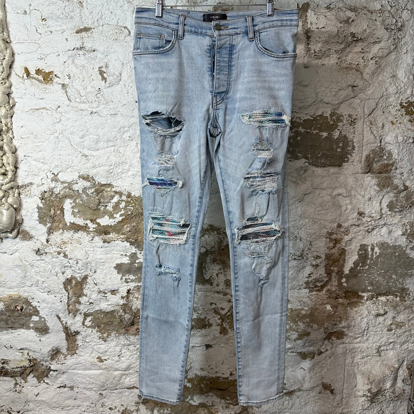 Amiri MX1 Multicolor Tie Dye Light Blue Denim Jeans Sz 34