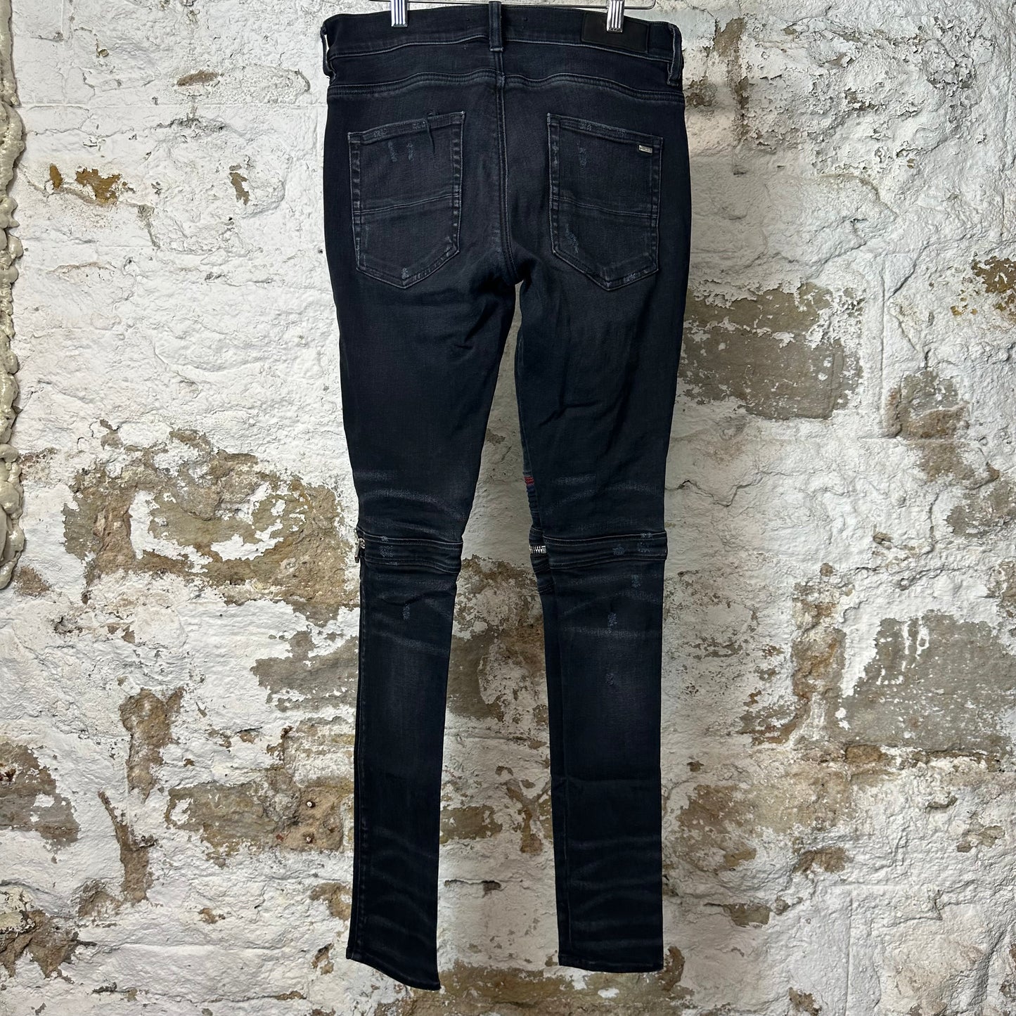 Amiri MX2 Red Navy Patch Black Denim Jeans Sz 30