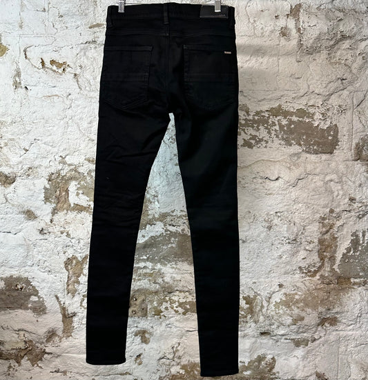 Amiri MX1 Brown Suede Black Denim Jeans Sz 28