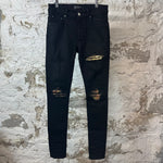 Amiri MX1 Hawaiian Patch Black Denim Jeans Sz 30