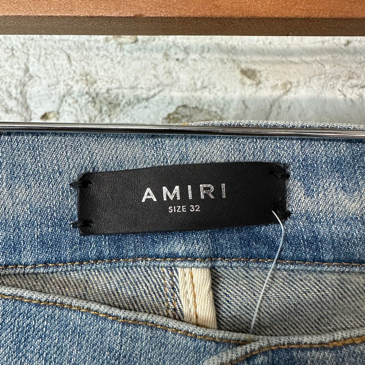 Amiri Knee Rip Crystal Splatter Blue Denim Jeans Sz 32