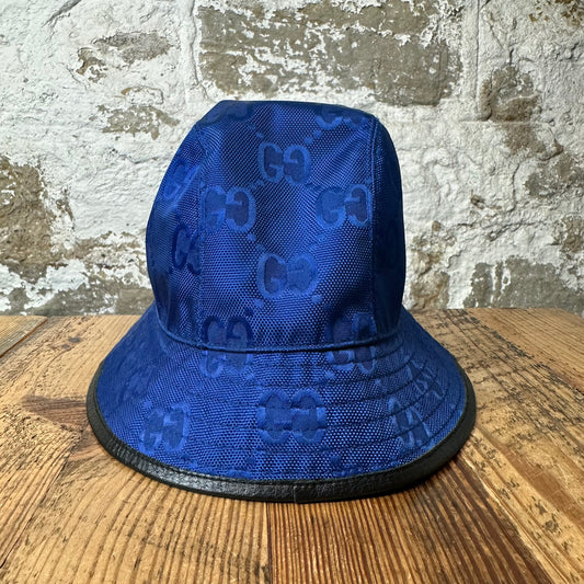 Gucci Blue GG Monogram Bucket Hat Sz S