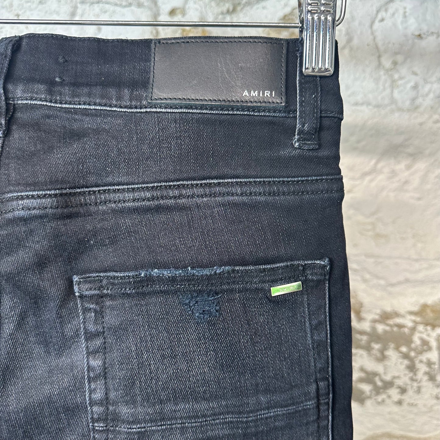 Amiri Green AM Spell Black Denim Jeans Sz 29