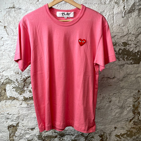 CDG Red Heart T-shirt Pink Sz M DS