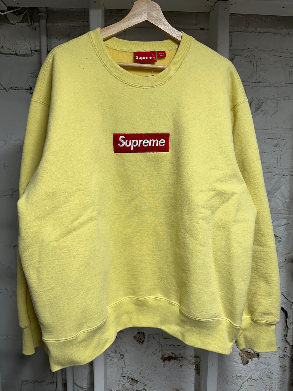 Supreme Yellow Red Box Logo Crewneck Sz L