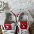 Louis Vuitton Red White Monogram Trainer Sneaker Sz 10 (8.5LV) No Box