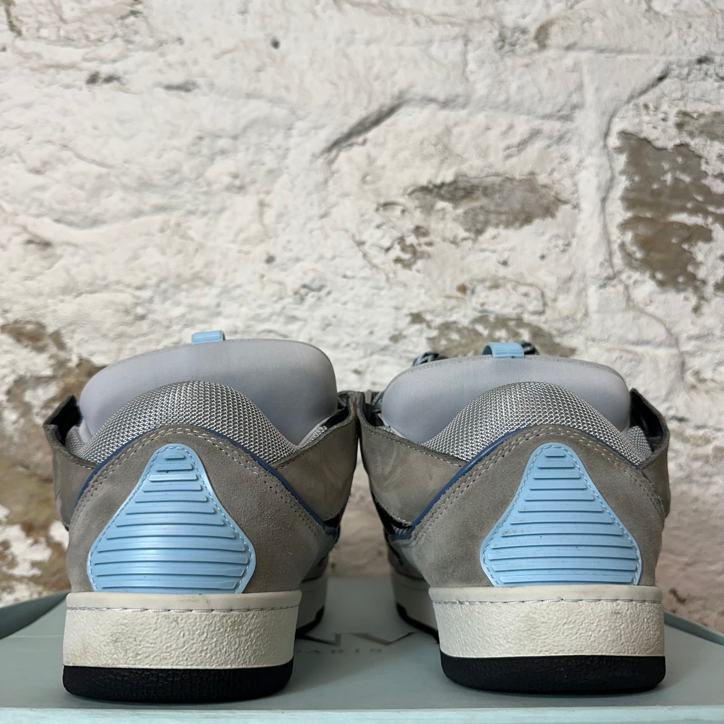 Lanvin Curb Blue Black Lace Grey Sneaker Sz 10 (43)
