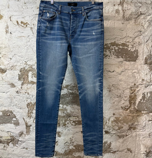 Amiri Plain Blue River Indigo Denim Jeans Sz 34