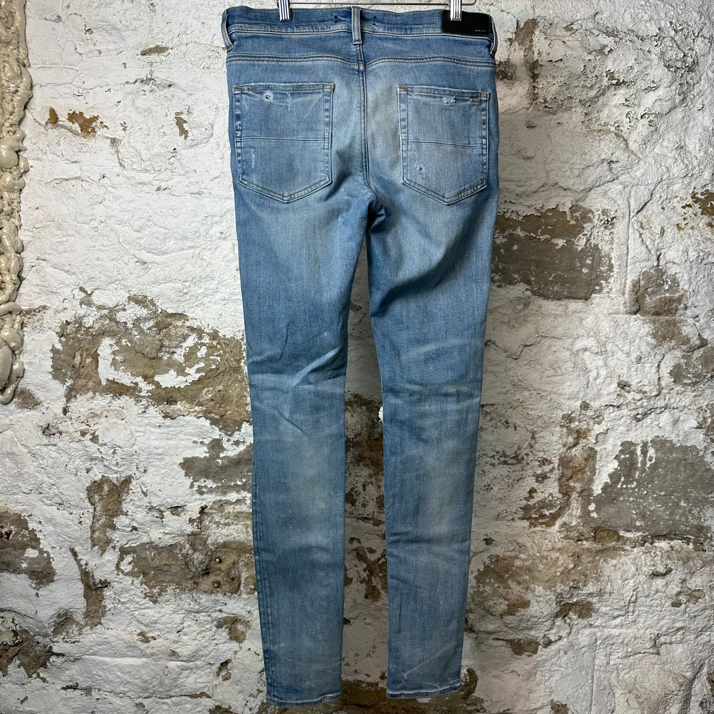 Amiri MX1 Multicolor Paisley Thrasher Blue Denim Jeans Sz 33
