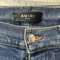Amiri MX1 Orange Suede Dark Blue Denim Jeans Sz 33