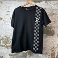 Louis Vuitton White Damier Black Stripe T-Shirt Sz S