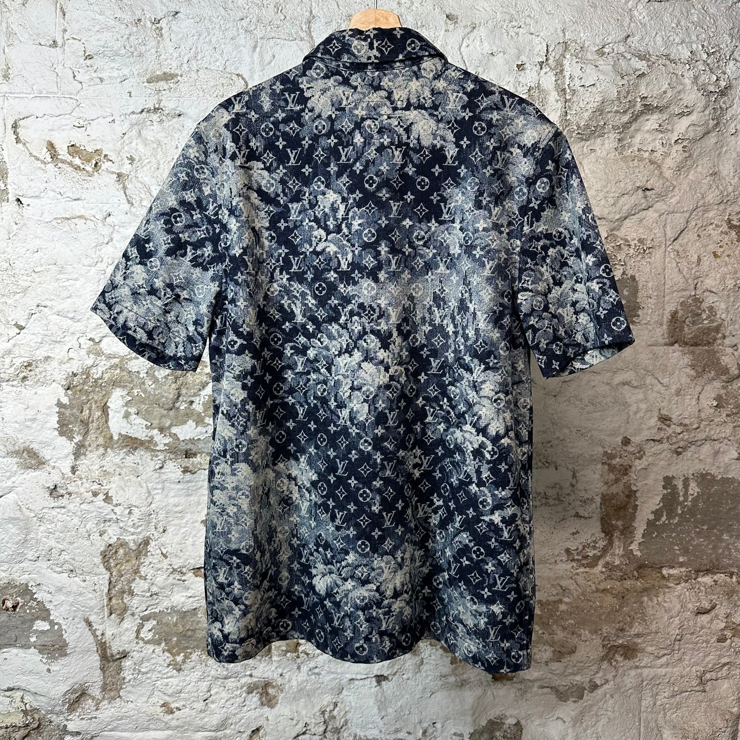 Louis Vuitton Blue Monogram Tapestry Button Up Shirt Sz S
