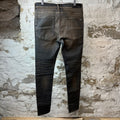 Amiri MX1 Black Leather Thrasher Dirty Blue Denim Jeans Sz 34