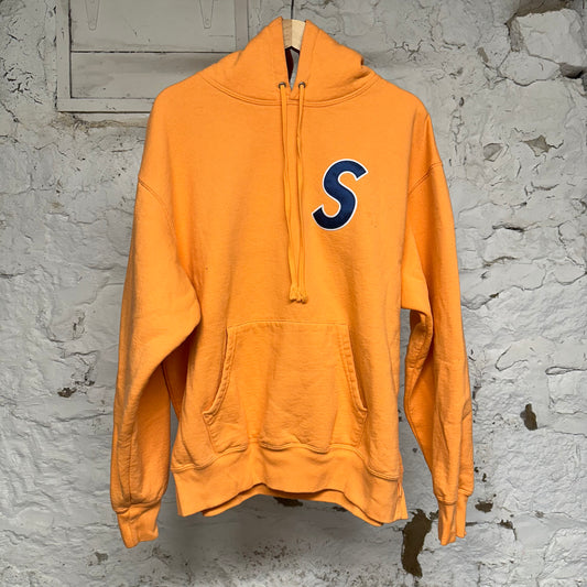 Supreme S Logo S/S25 Orange Navy Hoodie Sz L