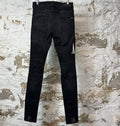 Amiri White Stitch Spell Distressed Black Denim Jeans Sz 30