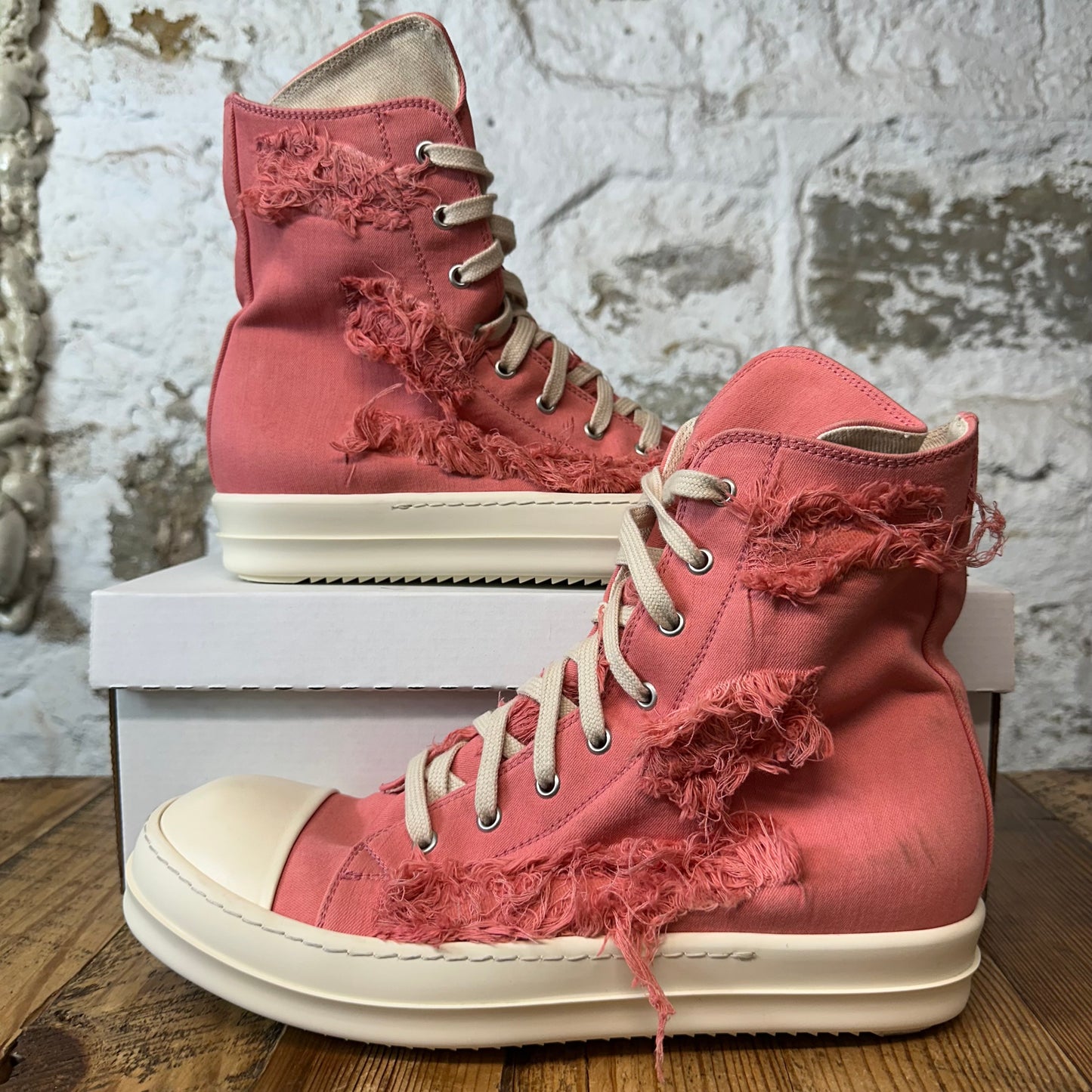 Rick Owens High Pink Slashed Milk Sneaker Sz 9 (42)