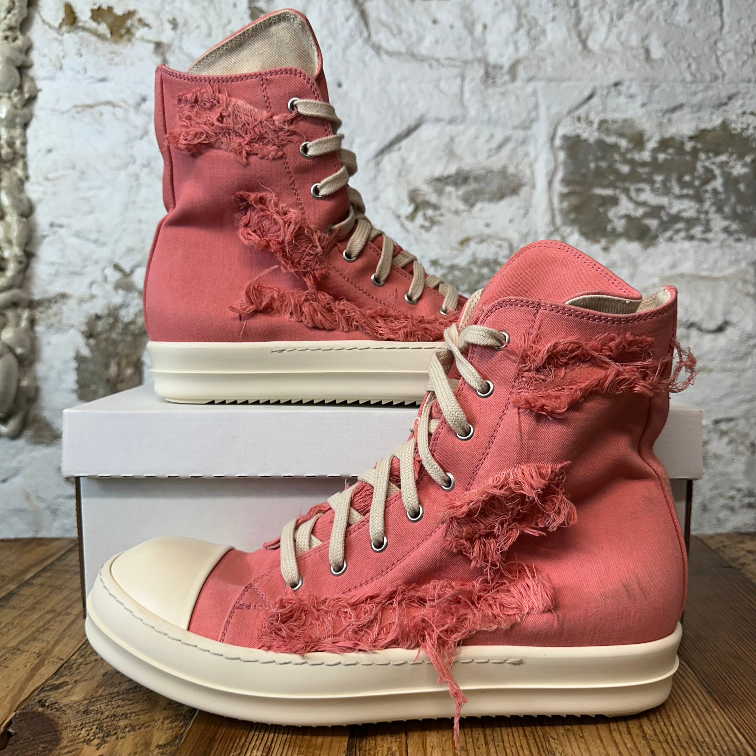 Rick Owens High Pink Slashed Milk Sneaker Sz 9 (42)