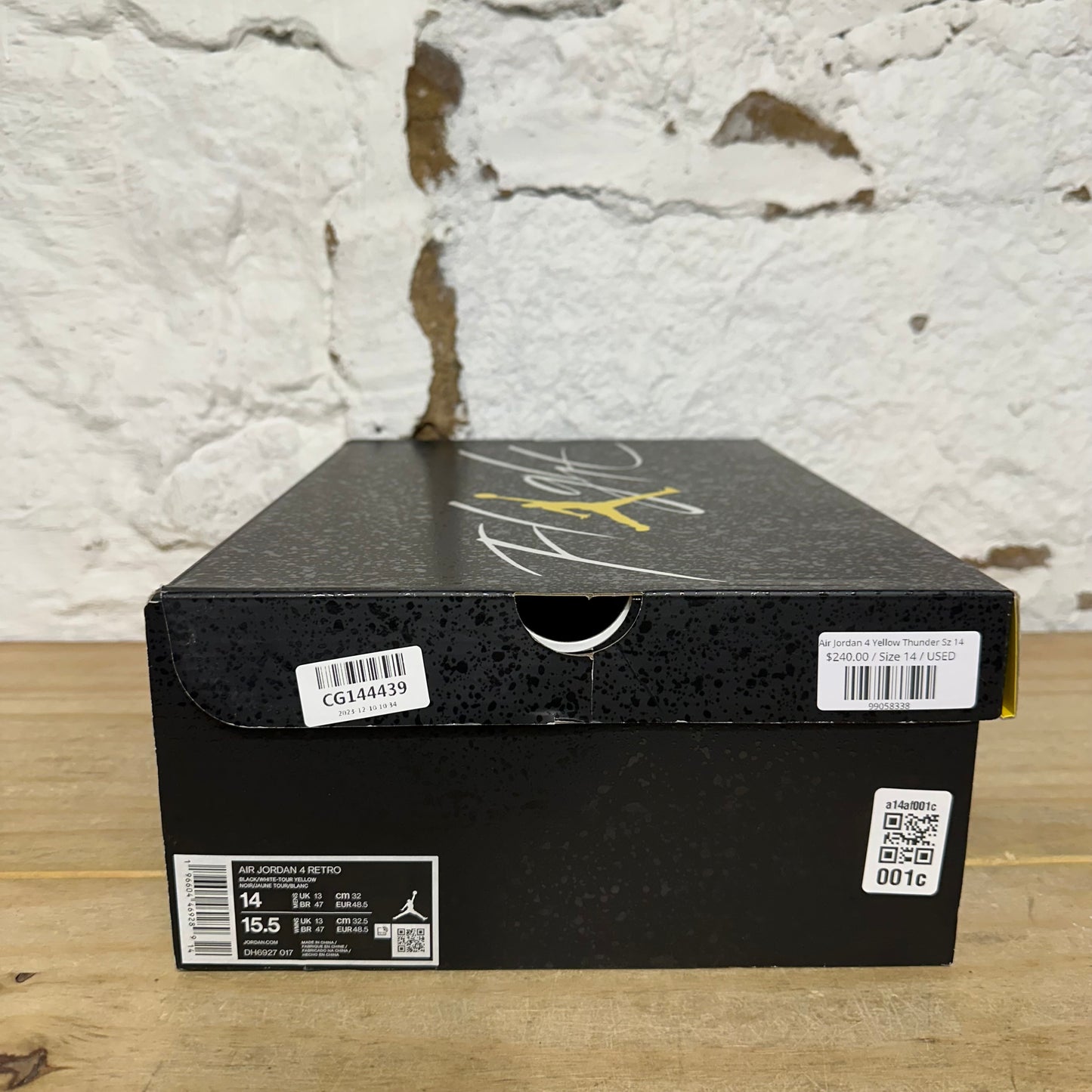 Air Jordan 4 Yellow Thunder Sz 14