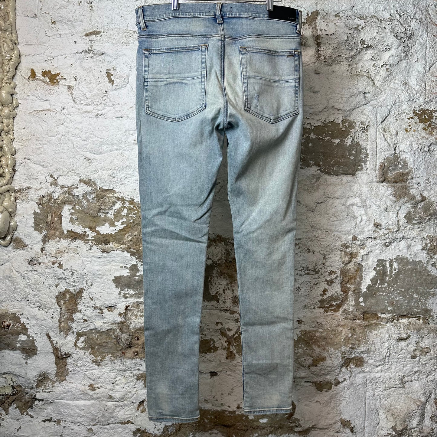 Amiri MX1 Green Suede Blue Denim Jeans Sz 34
