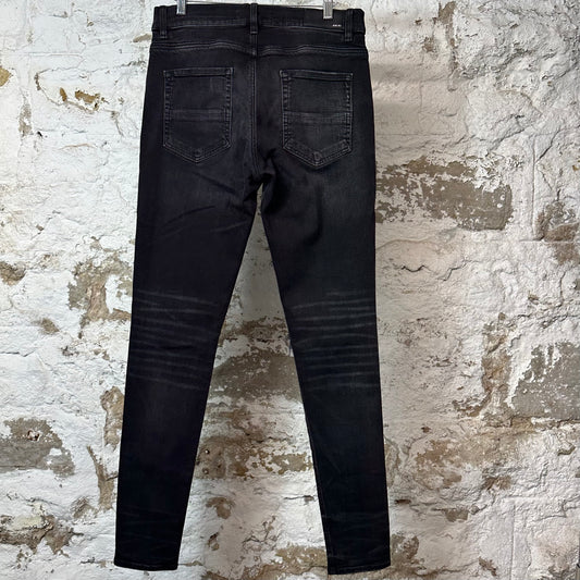 Amiri MX1 Grey Paisley Faded Black Denim Jeans Sz 32
