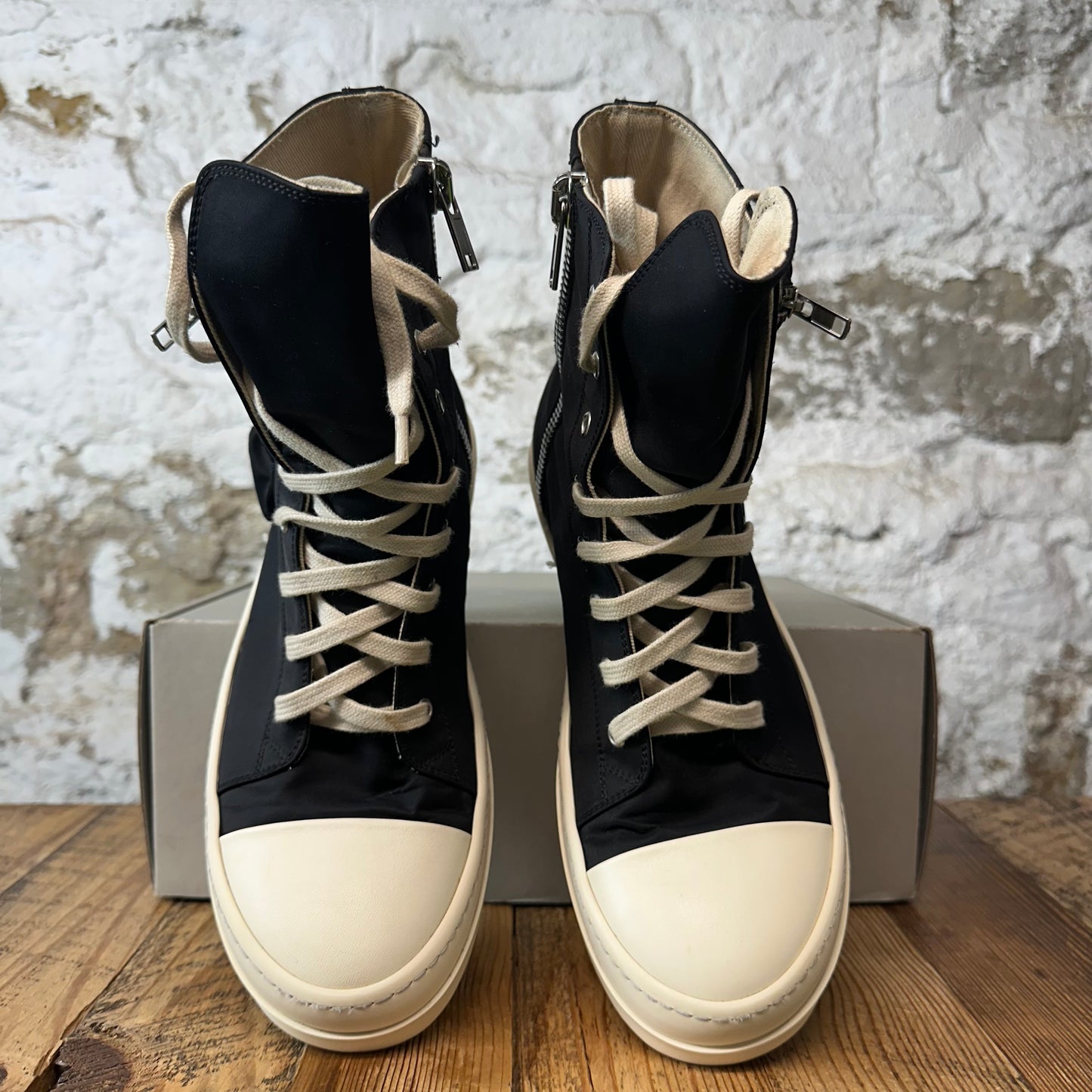 Rick Owens High Black Nylon Pocket Milk Sneaker Sz 10 (43)