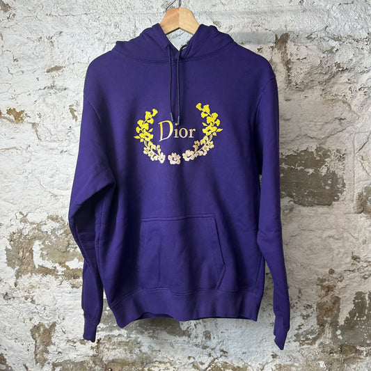Dior Embroidered Floral Logo Purple Hoodie Sz S