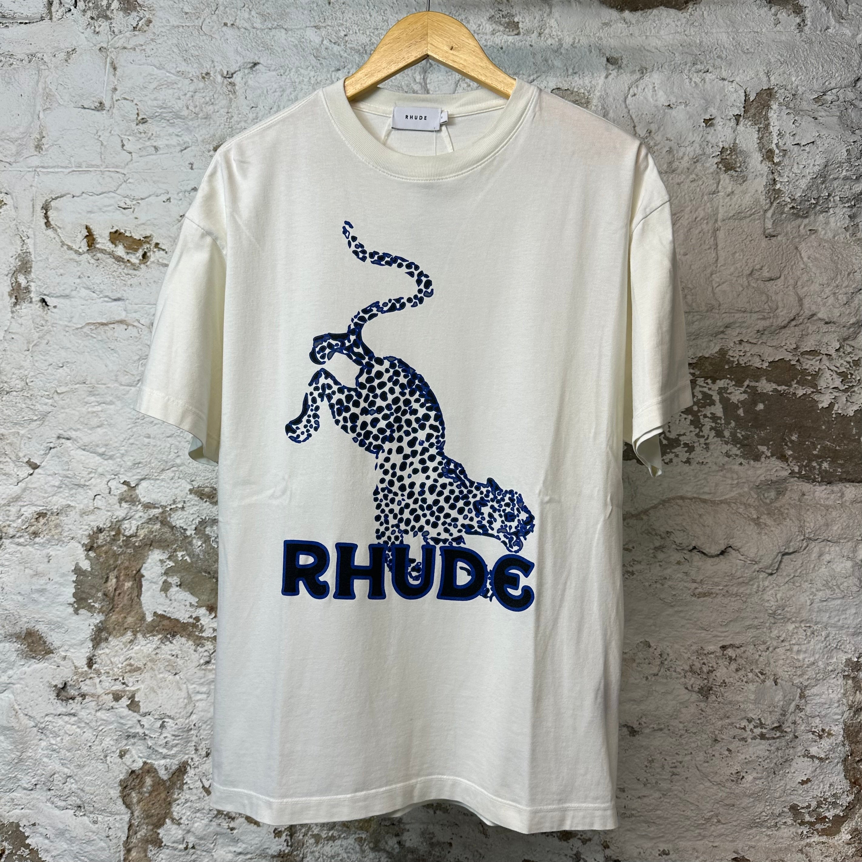 Rhude Blue Cheetah T-Shirt White Sz S