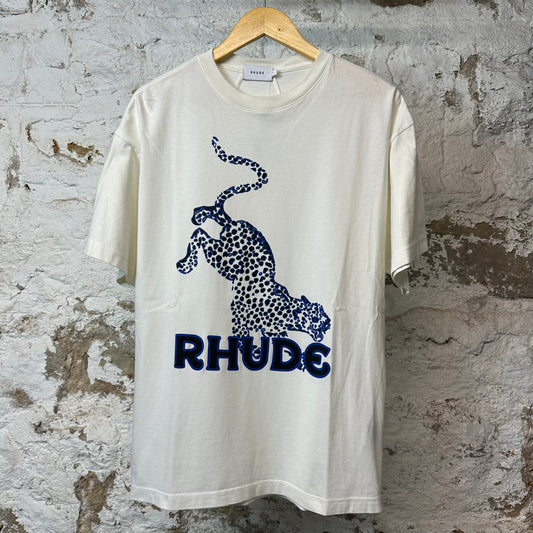 Rhude Blue Cheetah T-Shirt White Sz S