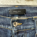 Amiri MX1 Orange Suede Dark Blue Denim Jeans Sz 34